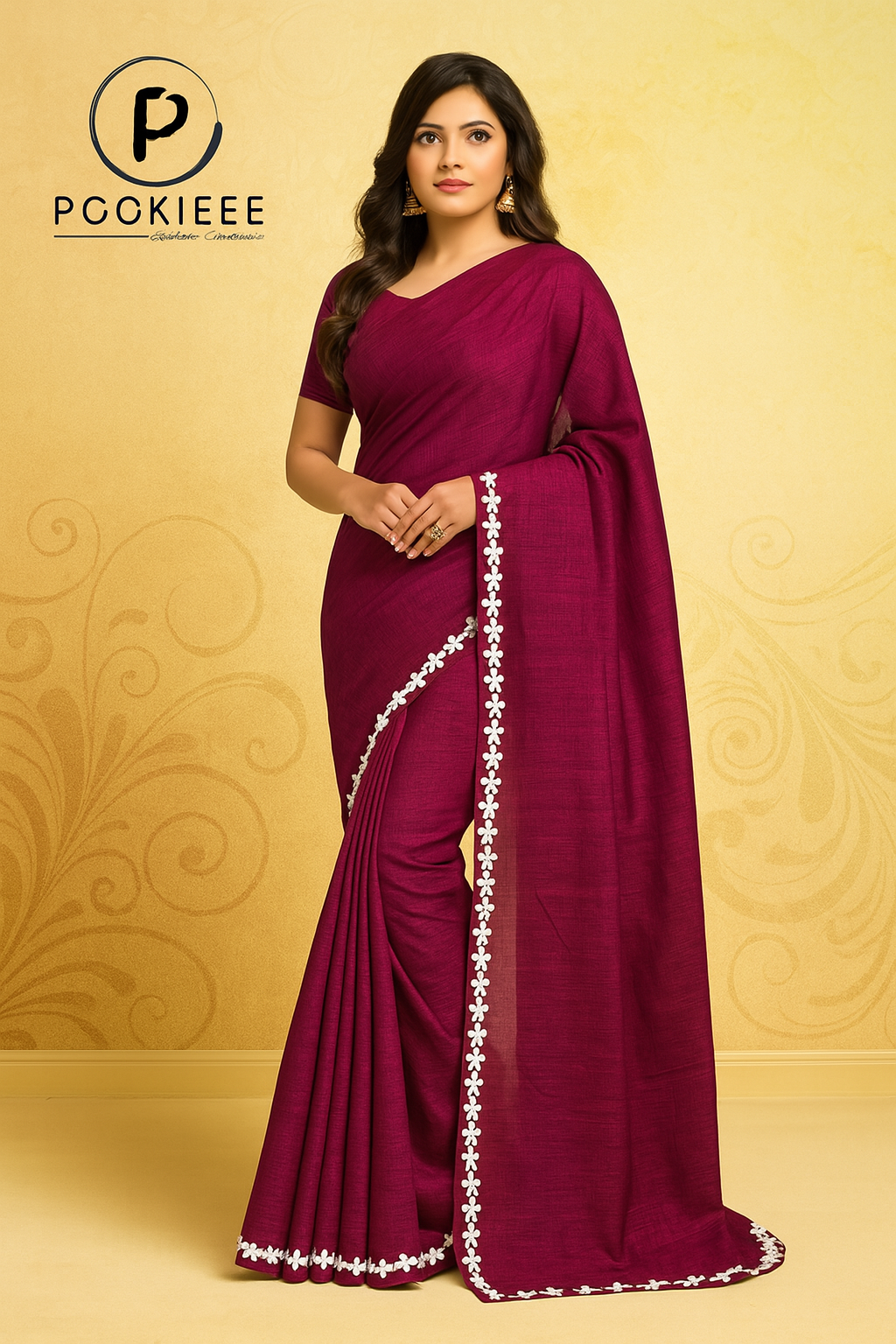Nayan Tara Lace Border CK Khadi Saree with Blouse Piece